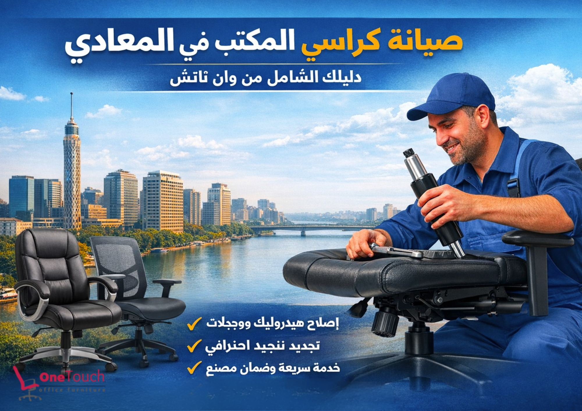 صيانة كراسي المكتب في المعادي: دليلك الشامل من وان تاتش 1 صيانة كراسي المكتب في المعادي بواسطة فني متخصص من وان تاتش