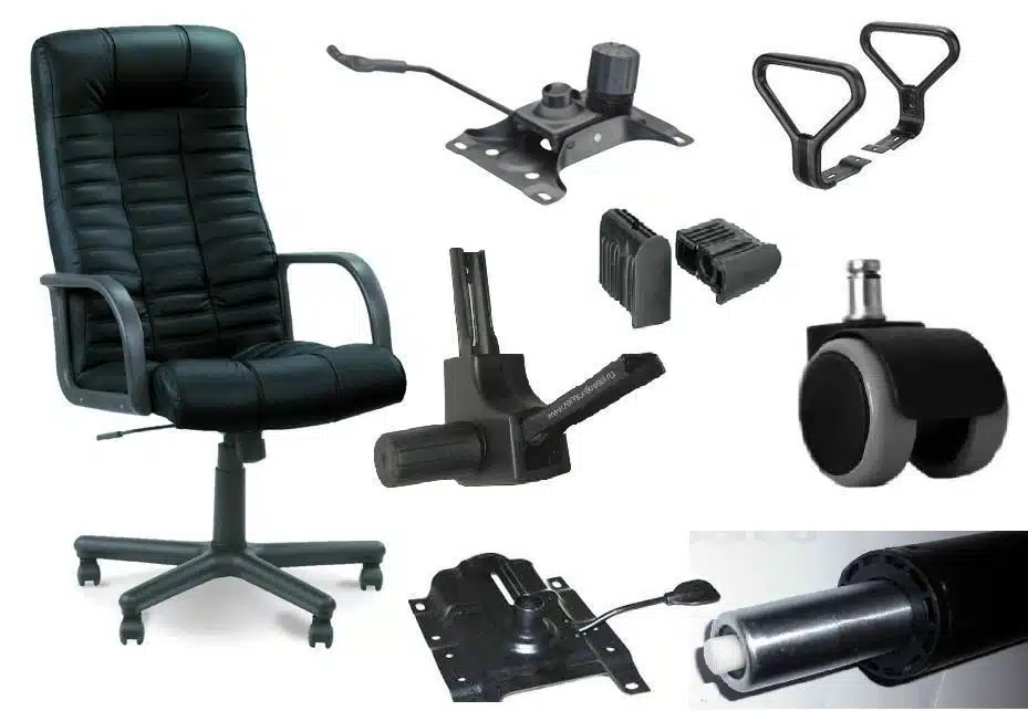 قطع غيار كراسي مكتب هيدروليك وتشمل ميكانيزم وعجل ويدين وقاعدة نجمة