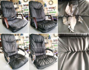 تصليح كراسي مكتب في الزمالك قبل وبعد تغيير الجلد وتجديد الكرسي
