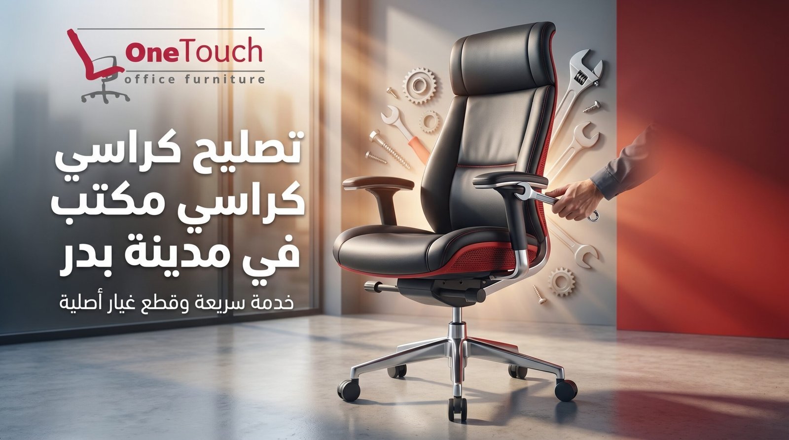 تصليح كراسي مكتب في مدينة بدر داخل الموقع بواسطة فني متخصص